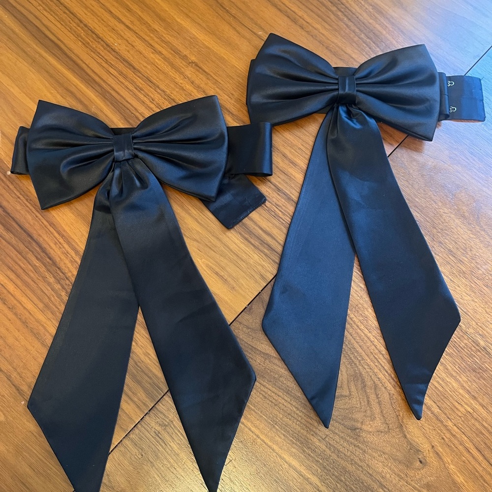Elegant Black Satin Bow Ties